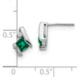 Sterling Silver Antique Cushion Cr. Emerald and Diamond Earrings