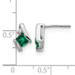 Sterling Silver Antique Cushion Cr. Emerald and Diamond Earrings - Birthstone Company