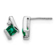 Sterling Silver Antique Cushion Cr. Emerald and Diamond Earrings - Birthstone Company