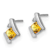 10k White Gold Cushion Citrine and Diamond Earrings - Birthstone Company