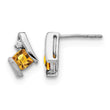 10k White Gold Cushion Citrine and Diamond Earrings - Birthstone Company