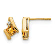 10k Yellow Gold Cushion Citrine and Diamond Earrings - Birthstone Company