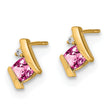 10k Yellow Gold Cushion Cr. Pink Sapphire and Diamond Earrings - Birthstone Company