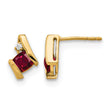 10k Yellow Gold Cushion Cr. Ruby and Diamond Earrings - Birthstone Company