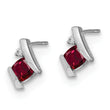 Sterling Silver Antique Cushion Cr. Ruby and Diamond Earrings