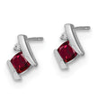 Sterling Silver Antique Cushion Cr. Ruby and Diamond Earrings - Birthstone Company