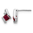 Sterling Silver Antique Cushion Cr. Ruby and Diamond Earrings - Birthstone Company