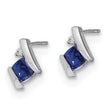 Sterling Silver Antique Cushion Cr. Sapphire and Diamond Earrings - Birthstone Company