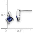 Sterling Silver Antique Cushion Cr. Sapphire and Diamond Earrings
