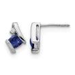 Sterling Silver Antique Cushion Cr. Sapphire and Diamond Earrings - Birthstone Company
