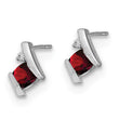 10k White Gold Cushion Garnet and Diamond Earrings - Birthstone Company