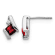 10k White Gold Cushion Garnet and Diamond Earrings - Birthstone Company