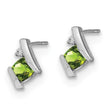 10k White Gold Cushion Peridot and Diamond Earrings - Birthstone Company