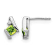 Sterling Silver Antique Cushion Peridot and Diamond Earrings - Birthstone Company