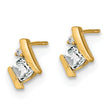 10k Yellow Gold Cushion White Topaz and Diamond Earrings - Birthstone Company