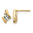 10k Yellow Gold Cushion White Topaz and Diamond Earrings - Birthstone Company