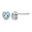 Sterling Silver Rhodium-plated Aquamarine and Diamond Earrings - Birthstone Company
