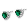 Sterling Silver Rhodium-plated Created Emerald and Diamond Earrings - Birthstone Company