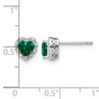 Sterling Silver Rhodium-plated Created Emerald and Diamond Earrings - Birthstone Company