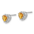 Sterling Silver Rhodium-plated Citrine and Diamond Earrings - Birthstone Company