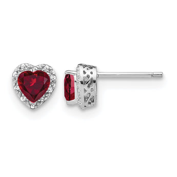 14K White Gold 1/10 ct Lab-Grown Diamond Heart Stud Earrings