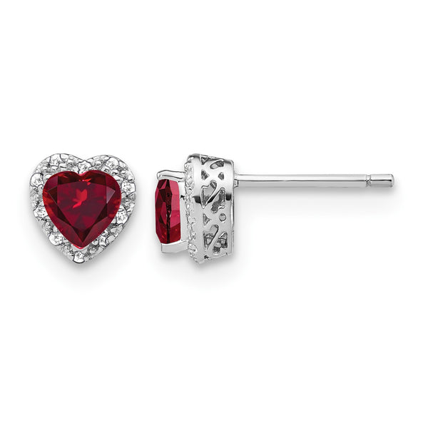 14K White Gold 1/10 ct Lab-Grown Diamond Heart Stud Earrings - Birthstone Company