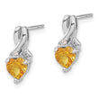 Sterling Silver Rhodium-plated Citrine and Diamond Earrings - Birthstone Company