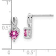 Sterling Silver Rhod-plated Created Pink Sapphire/Diamond Earrings
