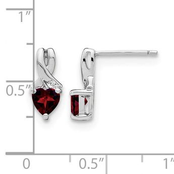 Sterling Silver Rhodium-plated Garnet and Diamond Earrings - Birthstone Company