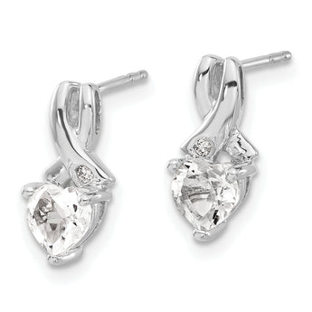 Sterling Silver Rhodium-plated White Topaz and Diamond Earrings