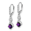 Sterling Silver Rhodium-plated Amethyst and Diamond Earrings - Birthstone Company
