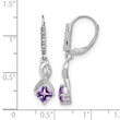 Sterling Silver Rhodium-plated Amethyst and Diamond Earrings - Birthstone Company
