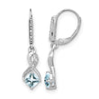 Sterling Silver Rhodium-plated Aquamarine and Diamond Earrings - Birthstone Company