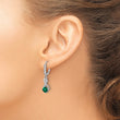Sterling Silver Rhodium-plated Created Emerald and Diamond Earrings - Birthstone Company