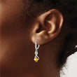 Sterling Silver Rhodium-plated Citrine and Diamond Earrings - Birthstone Company