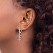 Sterling Silver Rhodium-plated Creat. Pink Sapphire and Diamond Earrings