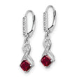 Sterling Silver Rhodium-plated Created Ruby and Diamond Earrings - Birthstone Company