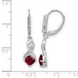 Sterling Silver Rhodium-plated Created Ruby and Diamond Earrings - Birthstone Company