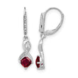 Sterling Silver Rhodium-plated Created Ruby and Diamond Earrings - Birthstone Company