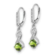 Sterling Silver Rhodium-plated Peridot and Diamond Earrings - Birthstone Company