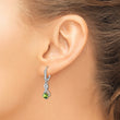 Sterling Silver Rhodium-plated Peridot and Diamond Earrings - Birthstone Company