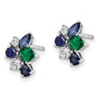 14k White Gold 1/5 carat Lab Grown Diamond VS/SI+ G+ and Created Emerald Post Earrings - Birthstone Company
