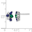 14k White Gold 1/5 carat Lab Grown Diamond VS/SI+ G+ and Created Emerald Post Earrings - Birthstone Company