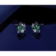 14k White Gold 1/5 carat Lab Grown Diamond VS/SI+ G+ and Created Emerald Post Earrings - Birthstone Company