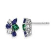 14k White Gold 1/5 carat Lab Grown Diamond VS/SI+ G+ and Created Emerald Post Earrings - Birthstone Company