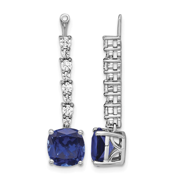 14k White Gold 5/8 carat Lab Grown Diamond VS/SI+ G+ and Lab Created Blue Sapphire Earring Jackets - Birthstone Company