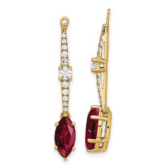 14k 1/2 carat Lab Grown Diamond VS/SI+ G+ and Lab Created Ruby Earring Jackets