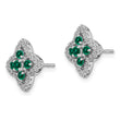 14K White Gold Lab Grown Diamond and Created Emerald Earrings