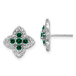 14K White Gold Lab Grown Diamond and Created Emerald Earrings