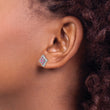 14K White Gold Lab Grown Diamond and Created Pink Sapphire Earrings